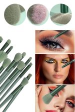 Makyaj Fırça Seti Yeşil 13 Parça Fondöten Fırçası Allık Fırçası Far Fırçası - Görsel 2