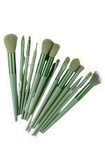 Makyaj Fırça Seti Yeşil 13 Parça Fondöten Fırçası Allık Fırçası Far Fırçası - Görsel 4