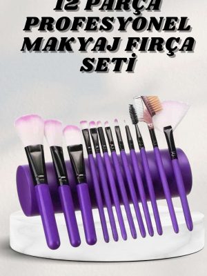 Makyaj Fırçası 12 Parça Set Yumuşak Uçlu Göz Makyajına Uygun Hafif ve Taşınabilir Çanta