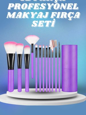 12 Parça Yumuşak Uçlu Makyaj Fırça Set-Göz ve Yüz Makyajı İçin Fırça Seti Profesyonel Makyaj Seti