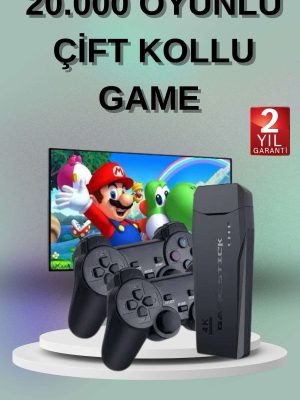 2 Kollu Kablosuz 2.4G Retro Oyunlar 4k Game Stick 3500 Oyun Atari