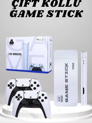 4K HD Görüntü Kaliteli Retro Game Stick 20000 Oyunlu Çift Kollu Beyaz Game Stick