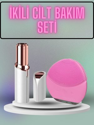 KAŞ BIYIK VE YÜZ EPİLASYON ALETİ VE TİTREŞİMLİ YÜZ TEMİZLEME MASAJ ALETİ İKİLİ SET