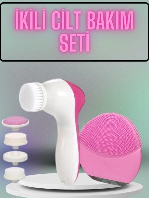 İkili Cilt Bakım Seti 5 Başlıklı Yüz Temizleme ve Masaj Aleti Canlandırıcı ve Onarıcı