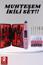 Elektrikli Manikür Pedikür Seti İkili Set 17 Parça Tırnak Bakımı Nasır Temizleme Tırnak Şekillendirme