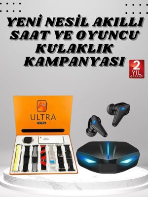 7 Kordonlu Akıllı Saat Ve Oyuncu Kulaklığı ANC Özelliği Kulak İçi Mikrofonlu Sesli Görüşme