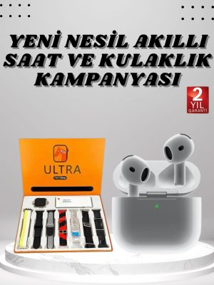 7 Kordonlu Akıllı Saat Ve 3.Nesil Kulaklık Dokunmatik Ekran Sesli Görüşme Yapabilen