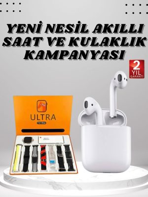 7 Kordonlu Akıllı Saat Ve 2.Nesil Kulaklık Yüksek Ses Kaliteli Uzun Pil Ömrü