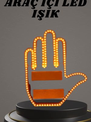 El Orta Parmak Led Kumandalı Araç İçi Reflektör Arka Cam El Simgesi