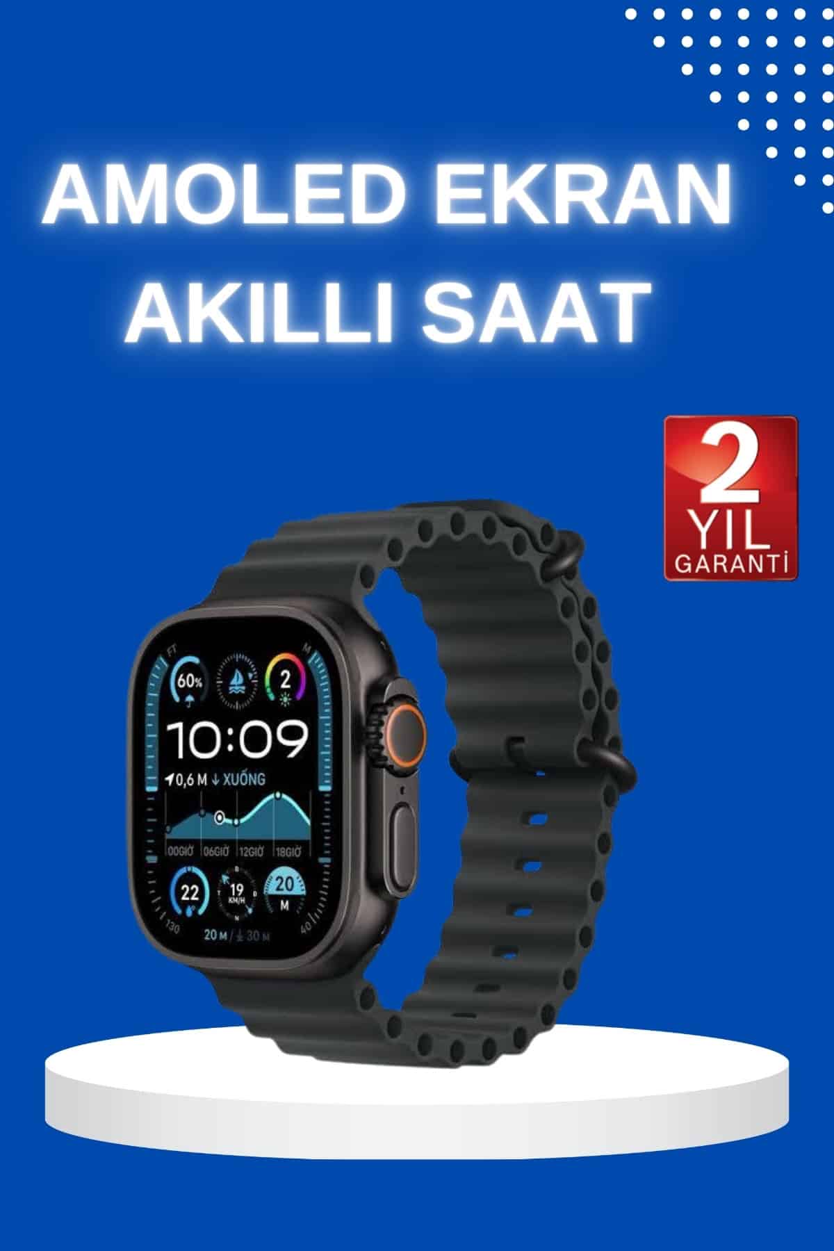 1215609_1-13.jpg Akıllı Saat Bluetooth Bağlantılı NFC ve GPS Uyumlu Nabız Ölçer Sesli Görüşme - Görsel 1