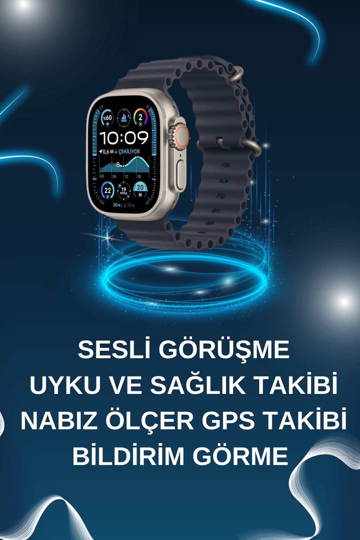 1215609_3-16.jpg Akıllı Saat Bluetooth Bağlantılı NFC ve GPS Uyumlu Nabız Ölçer Sesli Görüşme - Görsel 2