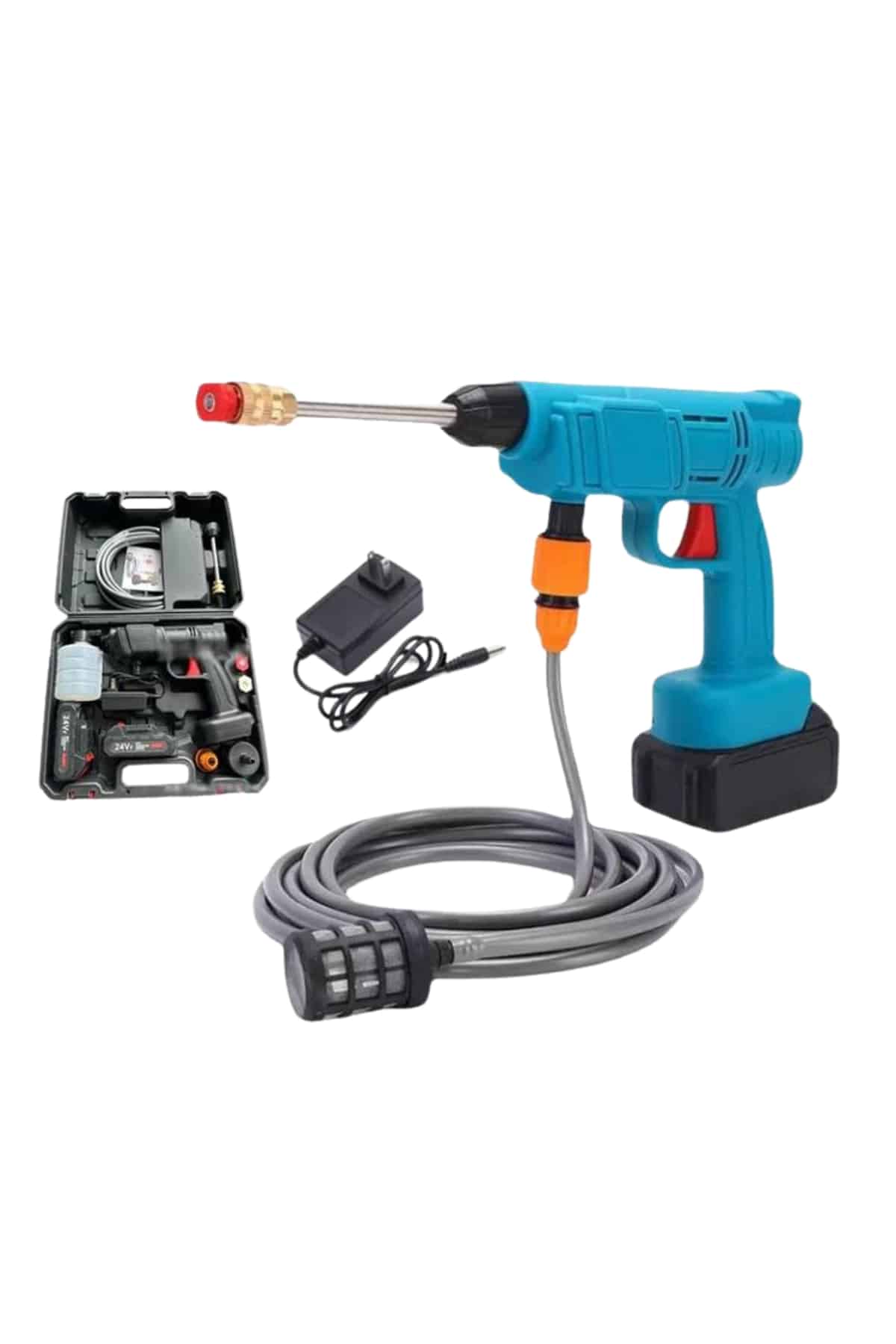 1215613_14-10.jpg Şarjlı Ve Yüksek Basınçlı Oto Yıkama Makinesi Ve Sulama Tabancası Bahçe Yıkama Makinesi - Görsel 4