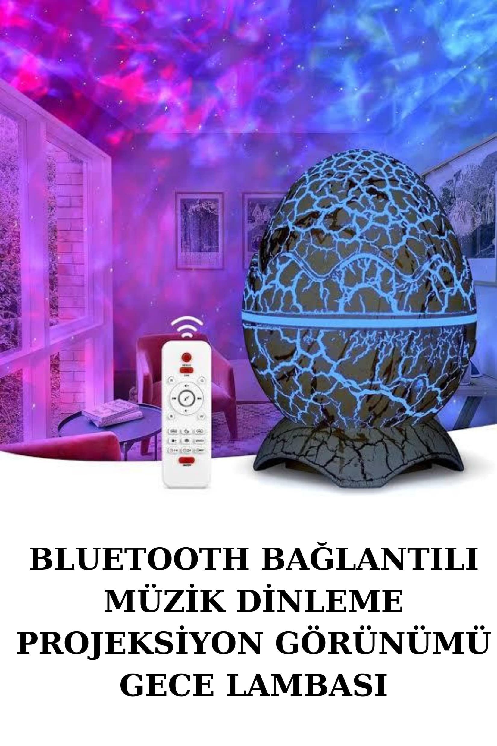 1215625_4-8.jpg Yumurta Şeklinde Su Dalgalı Bluetooth Speaker Lamba Renkli Şarjlı - Görsel 2