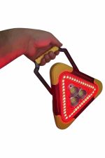 Reflektör Güneş Panelli Solarlı Şarjlı Üçgen Işıklı Trafik Reflektör Fener - Görsel 2