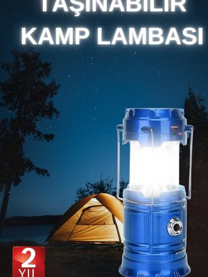 Büyük Boy Güneş Enerjili Kamp Feneri Işıldak Lamba USB Şarjlı