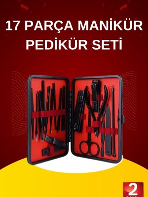 17 Parça El Ayak Bakım Seti Tırnak Temizleme Manikür Pedikür Cımbız Törpü Tırnak Makası