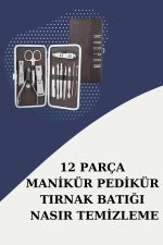 12 Parça Paslanmaz Çelik Kompakt ve Taşınabilir Manikür Makası Tırnak Makası - Görsel 2