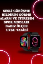 Akıllı Saat Arama Görüşme Bildirim Görme Uyku ve Sağlık Takibi Nabız Ölçer 3 Kordon Hediyeli - Görsel 2