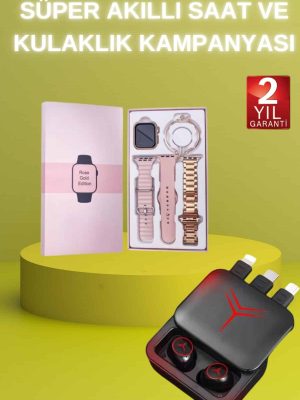 Powerbank Özellikli Bluetooth Kulaklık ve Nabız Ölçer Akıllı Saat Bileklik Hediyeli