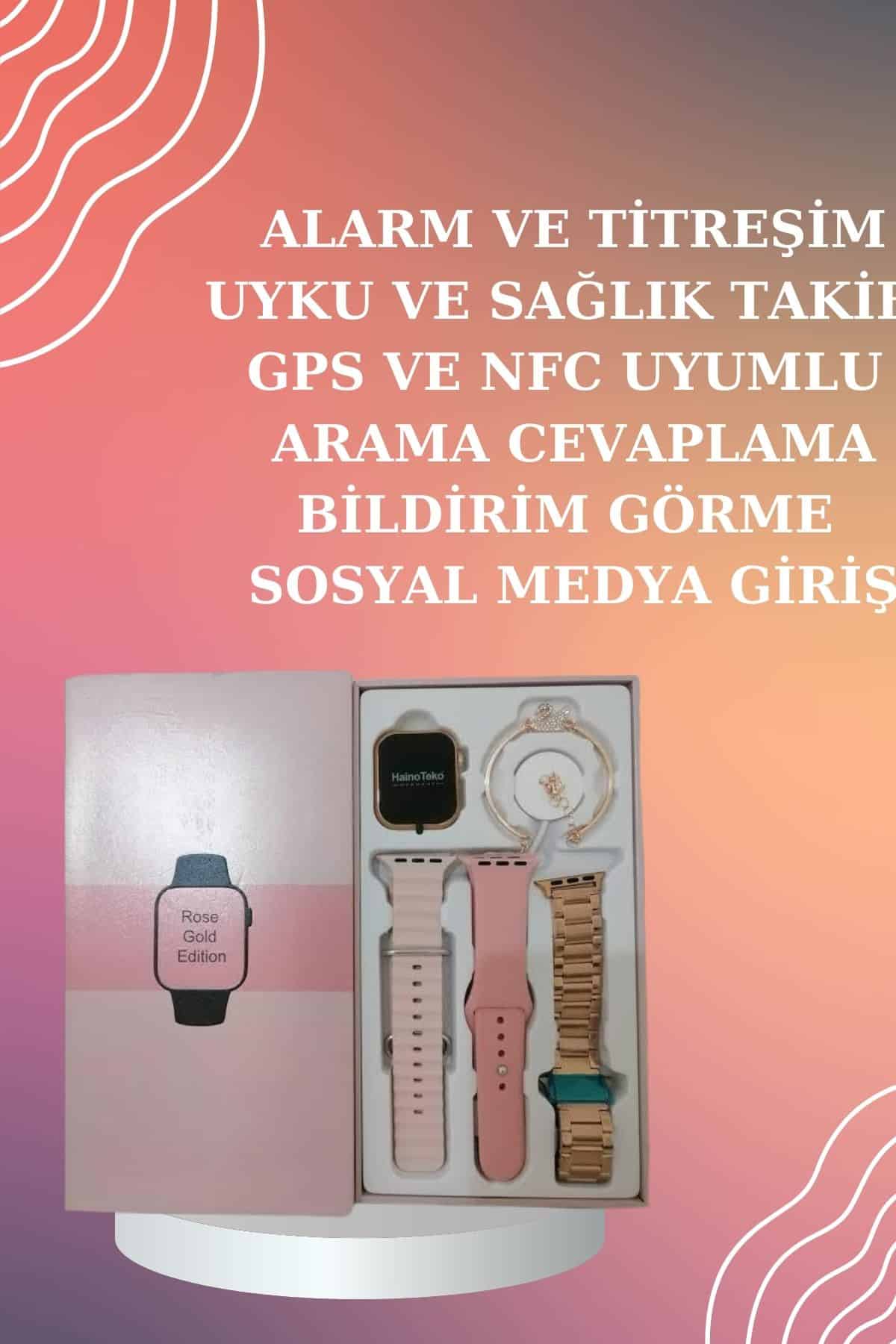 1215659_4-59.jpg Yeni Nesil Pembe Dokunmatik Ekran Akıllı Saat ve Oyuncu Kulaklığı Kablosuz Bluetooth Kulaklık - Görsel 4