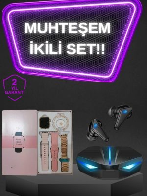 Kadınlar İçin Dokunmatik Ekran Akıllı Saat ve Gamer Kablosuz Bluetooth Kulaklık ANC Özelliği