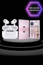 3 Kordonlu Pembe Amoled Ekran Akıllı Saat ve Yeni Nesil Pro Kablosuz Bluetooth Kulaklık ANC/ENC - Görsel 3