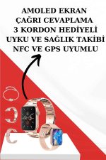 Wireless Şarjlı Pembe Akıllı Saat ve Kablosuz Bluetooth Kulaklık Dokunmatik Kontrol - Görsel 3