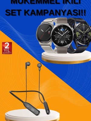 Alarm ve Titreşim Özellikli Akıllı Saat ve Mikrofonlu Kablolu Bluetooth Kulaklık 60 Saat