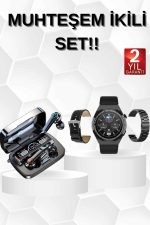 Kulak İçi Kablosuz Bluetooth Kulaklık ve NFC ve GPS Özellikli Akıllı Saat Alarm ve Titreşim