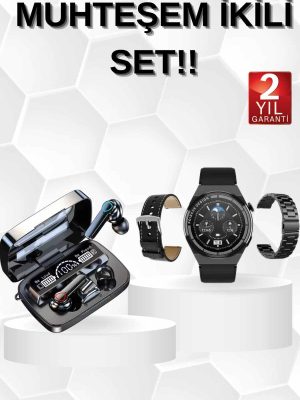 Kulak İçi Kablosuz Bluetooth Kulaklık ve NFC ve GPS Özellikli Akıllı Saat Alarm ve Titreşim