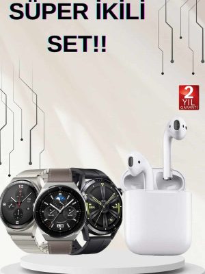 Akıllı Saat ve Kulaklık Seti Dokunmatik Ekran 5.0 Bluetooth Bağlantılı Sesli Görüşme