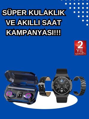 Yeni Nesil Kampanyası Bluetooth Bağlantılı Akıllı Saat ve Kablosuz Kulaklık Dijital Göstergeli