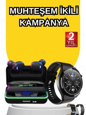 Yeni Nesil Akıllı Saat Ve Bluetooth Kulaklık Titreşim Bildirimleri Uyku Takibi