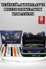 Powerbank Bluetooth Kulaklık Ve Akıllı Saat 7 Kordonlu Metal Kordon Plastik Kordon