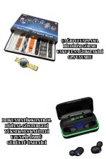 Powerbank Bluetooth Kulaklık Ve Akıllı Saat 7 Kordonlu Metal Kordon Plastik Kordon - Görsel 2