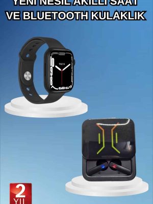 Bluetooth Bağlantılı Kablosuz Kulaklık ve Yeni Nesil Akıllı Saat 5.0 Bluetooth