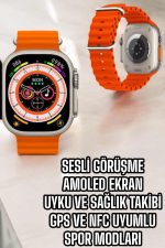 Yeni Nesil Akıllı Saat Nabız Ölçer Sağlık Ölçer ve Kalori Ölçer Uyku Takibi NFC Özelliği - Görsel 2