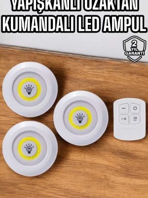Mutfak Dolap Altı Işığı Uzaktan Kumandalı Yapışkanlı Kablosuz Pilli