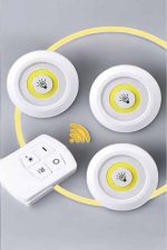 Led Lamba 3'lü Uzaktan Kumandalı Yapışkanlı Beyaz Işık - Görsel 3
