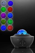 Projektör Yıldız Gece Lambası Disko Topu Bluetooth Bağlantılı Taşınabilir Şarjlı - Görsel 4