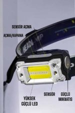 Kafa Lambası Kamp Feneri Balıkçı Feneri Başlıklı Suya Dayanıklı - Görsel 4