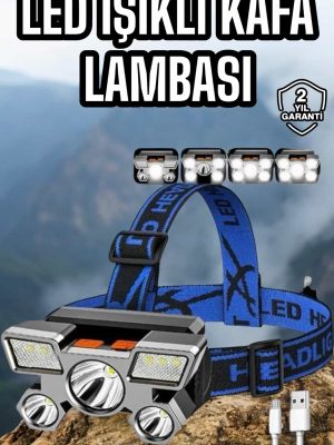 Balıkçı Kafa Lambası Led Işık 4 Farklı Mod Esnek ve Ayarlanabilir