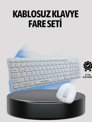 Beyaz Kablosuz Klavye Fare Seti Kablosuz Fare USB Alıcı PC Uyumlu