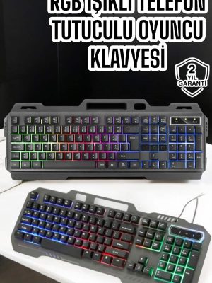 Q Klavye RGB Işıklı Klavye Ve Mouse Seti Kablolu Mouse Hediyeliş