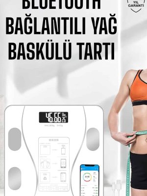 Akıllı Tartı Dijital Baskül Yağ Su Kas Vücut Kitle Kilo Ölçer Tartı