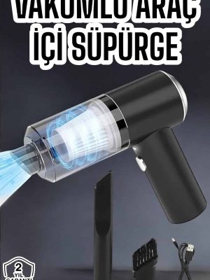 Üflemeli Güçlü Vakumlu Ev Ofis Araç Süpürgesi El Süpürgesi Şarjlı
