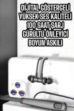 Boyun Askılı Bluetooth Kulaklık Uzun Şarj Süreli Dijital Göstergeli Kablolu - Görsel 4
