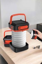 Katlanabilir Kamp Lambası Solar Fener Görünümlü 3 Kademeli Şarjlı - Görsel 3