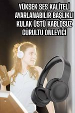 Kulak Üstü Kablosuz Bluetooth Kulaklık Gürültü Önleyici Uzun Şarj Süreli - Görsel 2