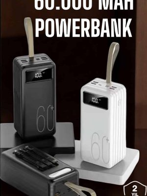 Powerbank 60.000 MAH Dijital Göstergeli 4 Portlu Taşınabilir